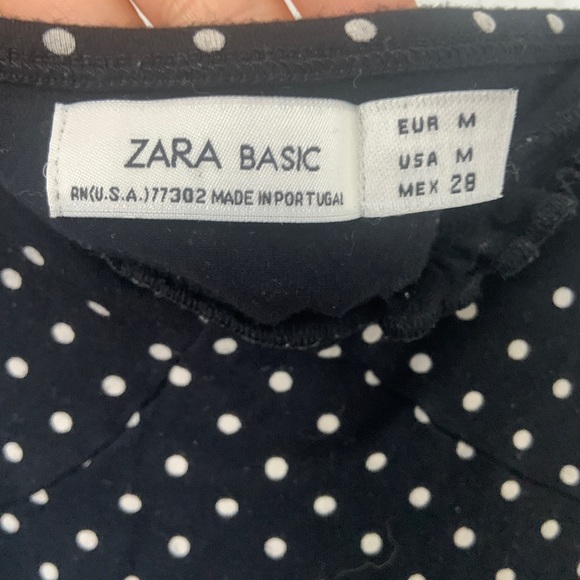 ZARA Stretchy Polka Dot Tank Top, subtle ruffle straps - Picture 5 of 5